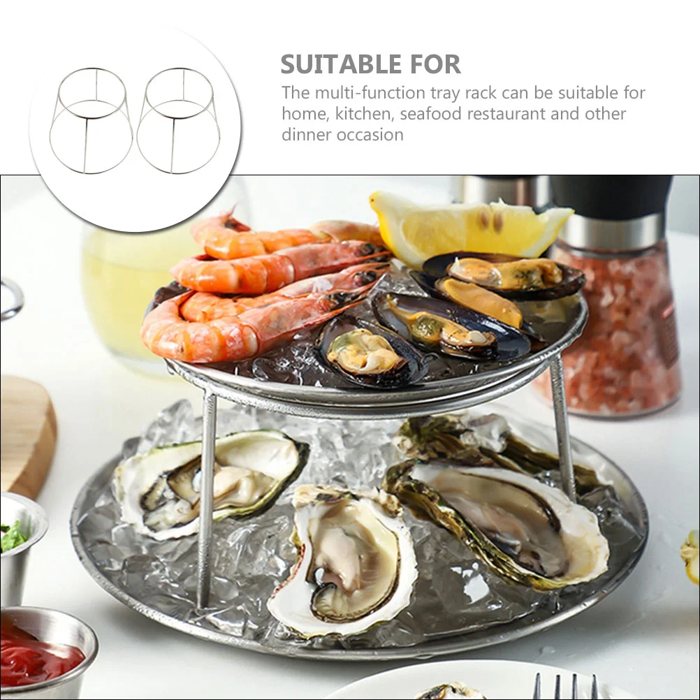 Tray Rack Holder Food Serving Riser Seafood Pizza Platters Plate Metal Display Storage Platter Dish Steel Stainless Round Stand