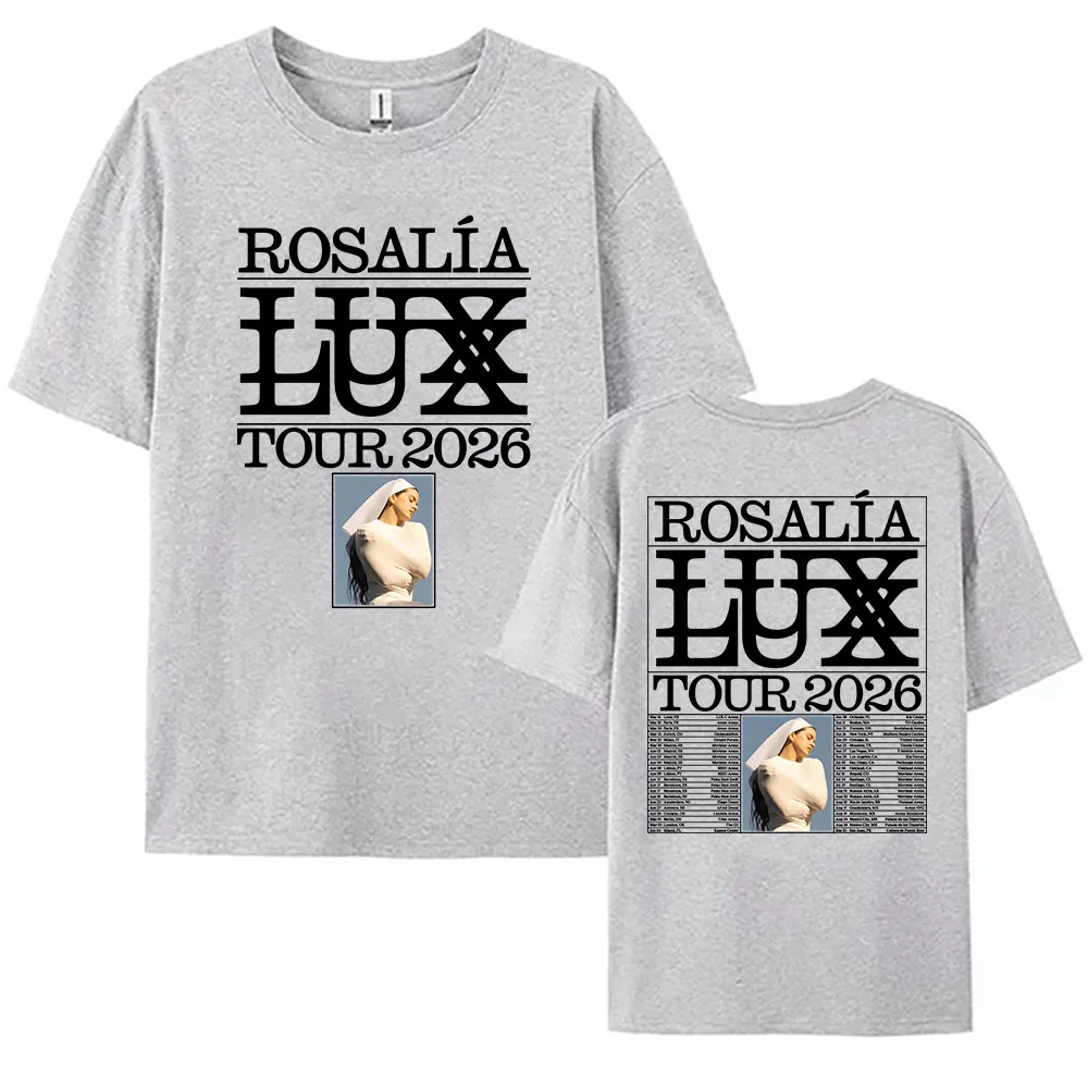2026 Rosalia Rosalia LUX Tour T-shirt in cotone manica corta allentata magliette femminili unisex streetwear moda cantante abbigliamento grafico