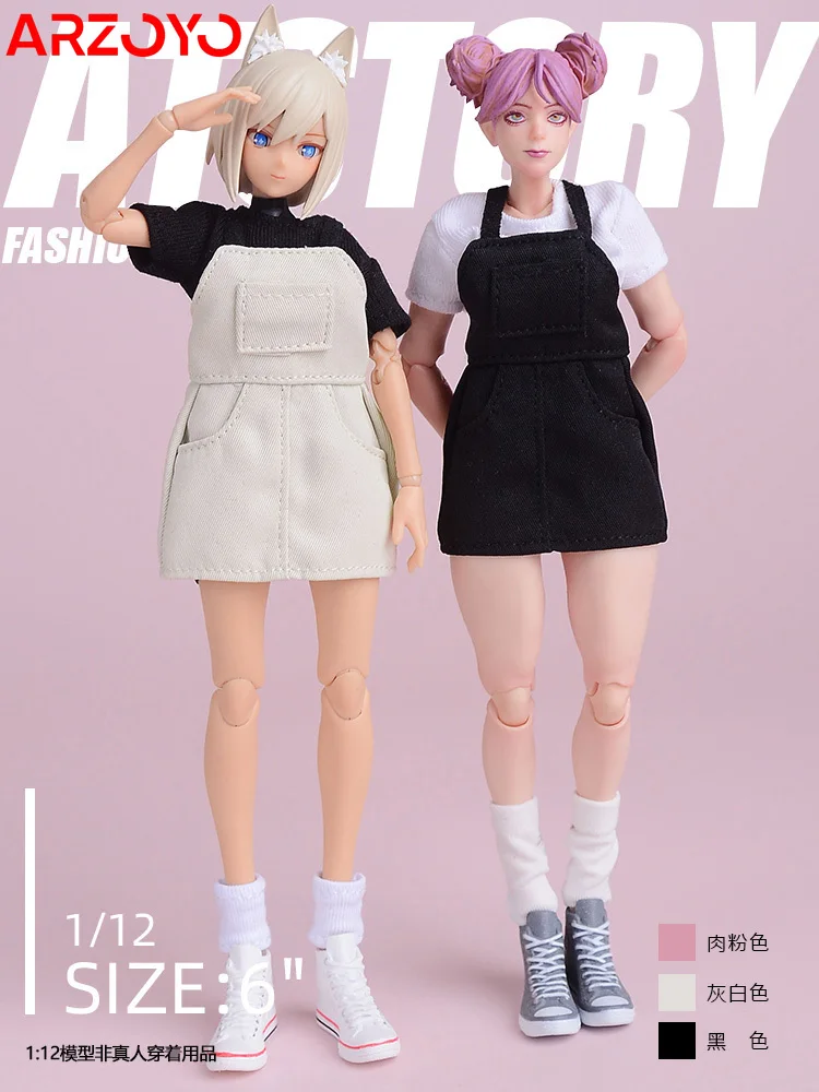 ATStory 1/12 Scale Sweet Girl Casual Basic Camisole skirt Versatile Pocket Dress For 6” Romankey X COWL Figma Action Figure Body