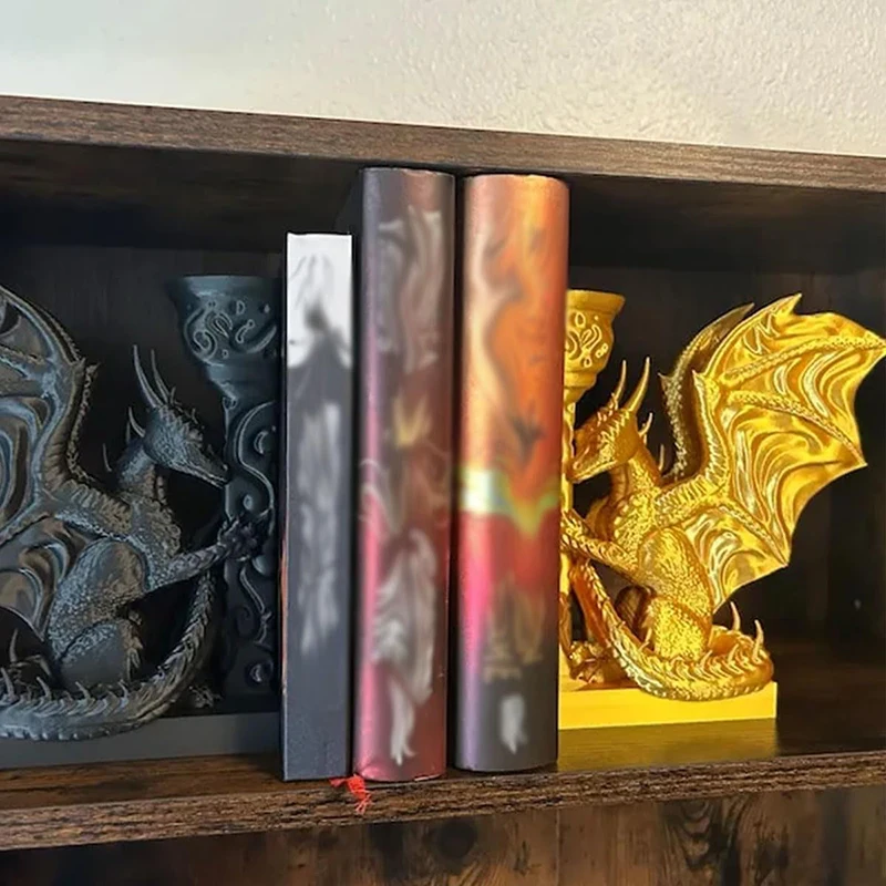 Whimsical Dragon Bookends Dragon Book End 3D Printed Animal Dragon Book Stopper A Must-Have For Fantasy Lovers Bookshelf Decor