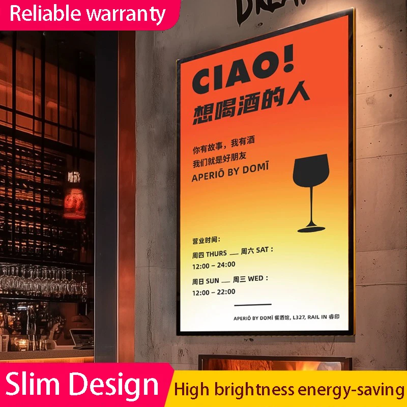 New type of advertising board ultra-thin lightbox wall mounted glass indoor LED lighting/A3/A4