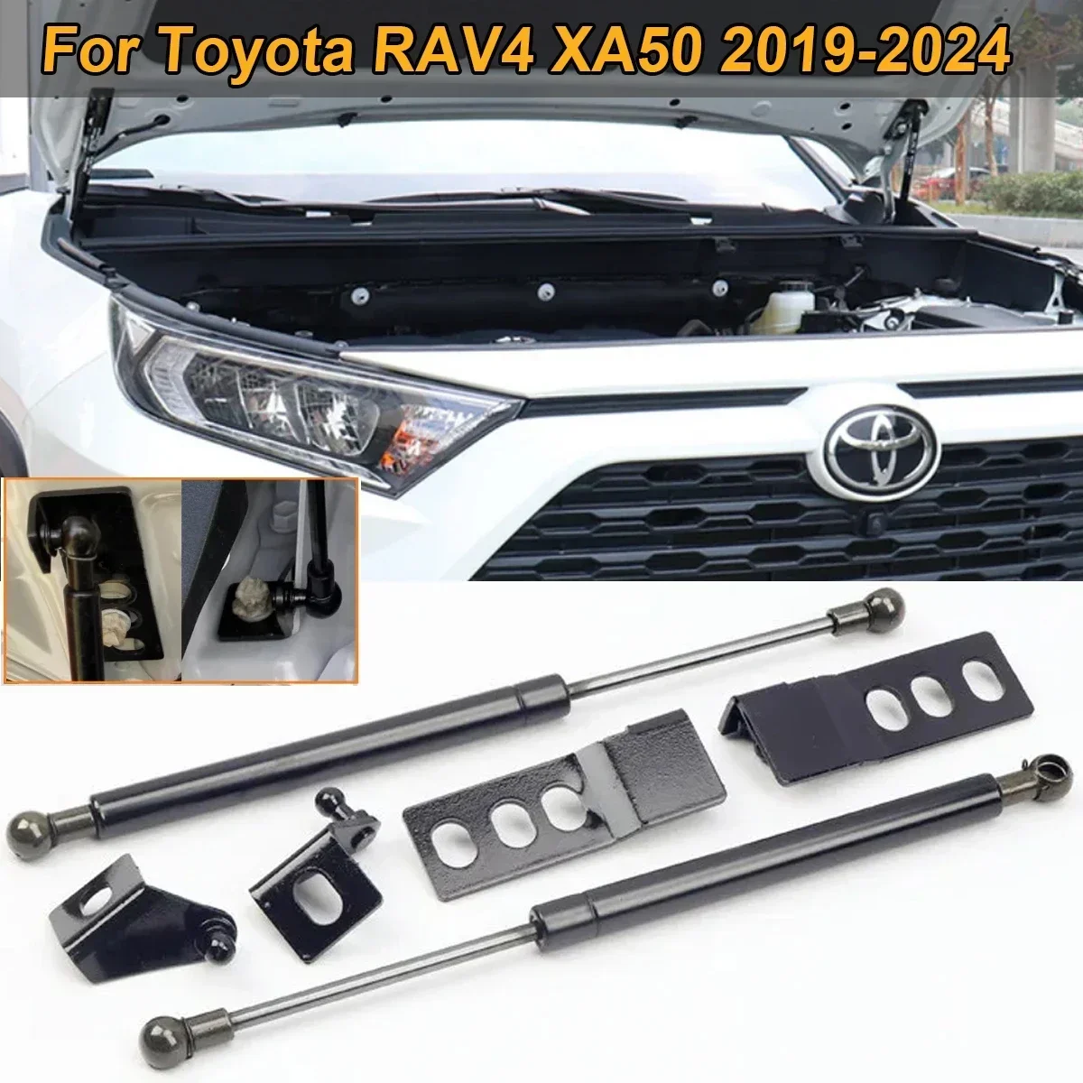 2PCS/SET For Toyota RAV4 2019 2020 - 2024 Front Hood Engine Bonnet Gas Struts Bars Shock Spring Lift Support Rod Car Accessories