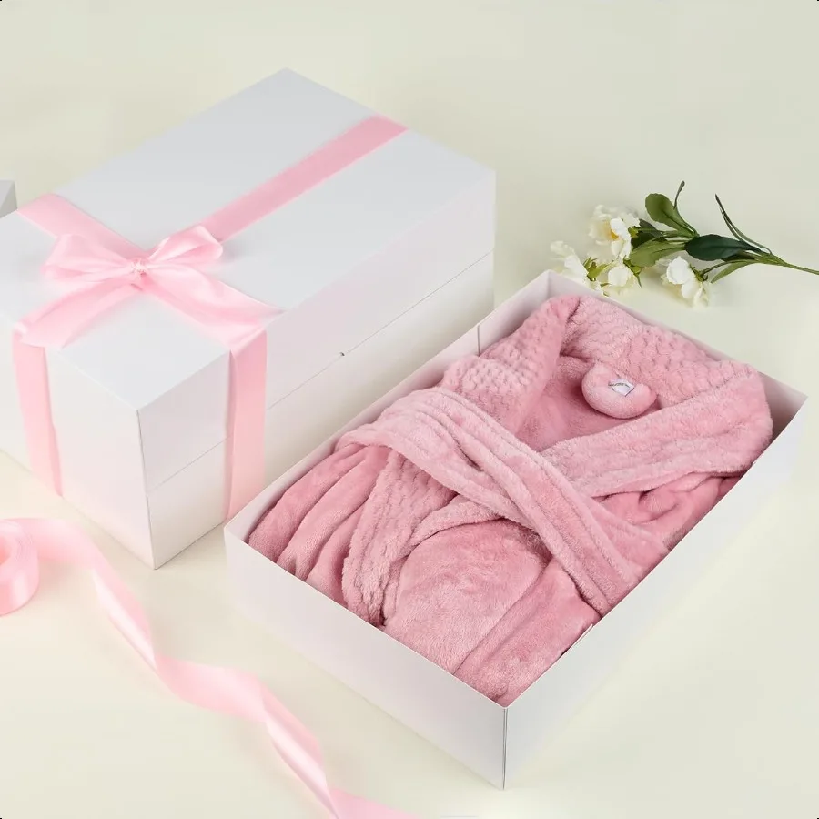10 Pack Extra Large Gift Boxes with Lids for Presents 17 x 11 x 4 Inch Deep Robe Boxes White Auto Popup Box for Clothes Christm