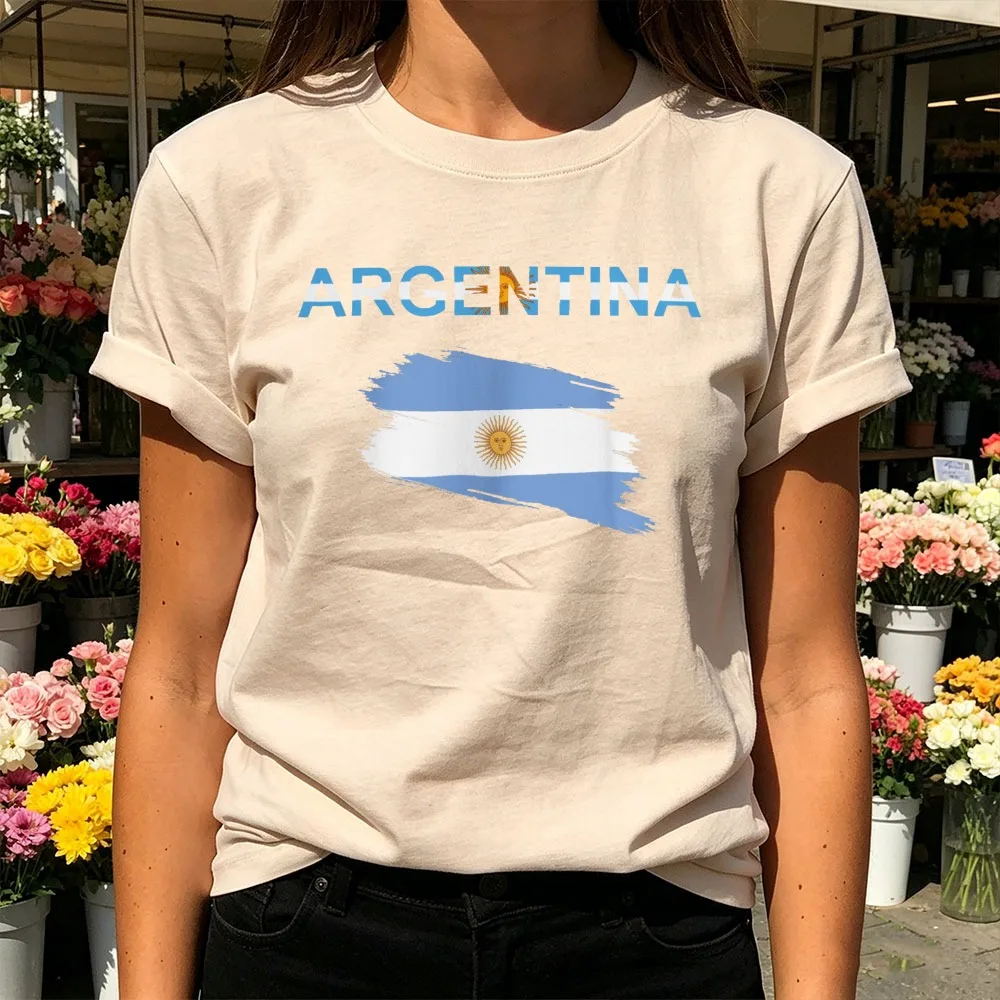 Argentina Flag T-Shirt Patriotic Pride Unisex Tees Fashionable Argentine Flag Print Clothes Short Sleeve Classic Pattern Clothes
