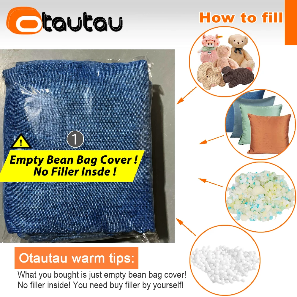 OTAUTAU Cotton Linen Bean Bag Cover DD002【No Filler Inside! You Need To Buy Filler By Yourself !】