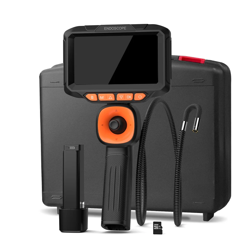 

360 ° 4-сторонний рулевой эндоскоп, камера 6,2 мм, 1080P HD, 5-дюймовый IPS-дисплей, ручной артикуляционный бороскоп с коробкой для инструментов