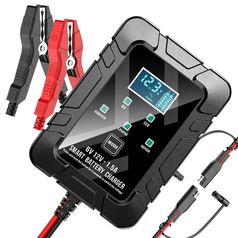 Battery Charger Maintainer 1.5A Smart Motorcycle Battery Charger Motorcycle Battery Maintainer For Deep Cycle Batteries