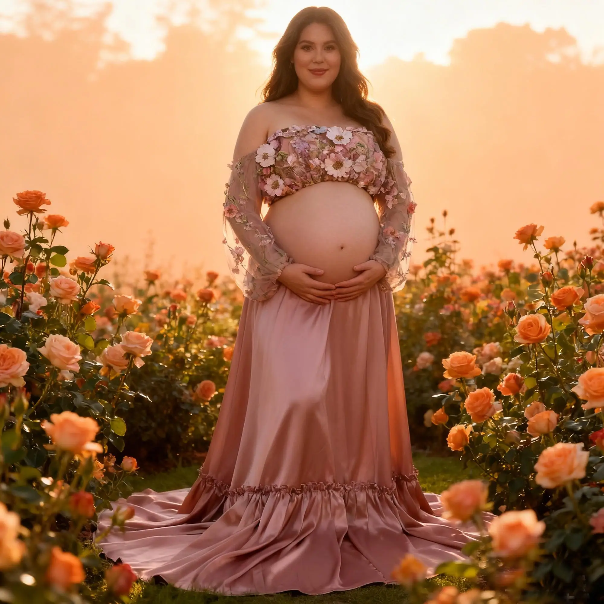 

Платье для детского душа Don & Judy, женское платье, комплект из двух предметов, одежда, платье с цветочной вышивкой для беременных