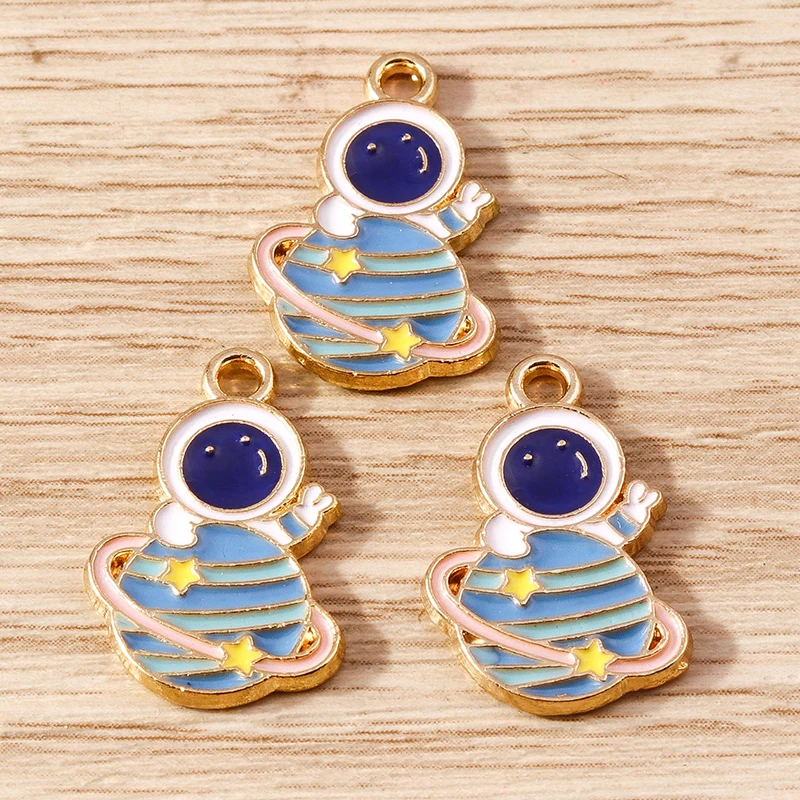 Tusember 10 Stück süße Galaxy Mond Schiff Astronaut Charms für DIY handgefertigten Schmuck Halskette Ohrringe Schlüsselanhänger Anhänger – Detail 4