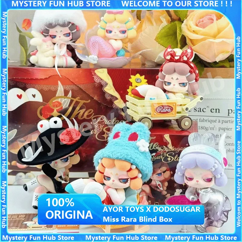 Original AYOR TOYS X DODOSUGAR Miss Rara caja ciega serie de personajes principales caja misteriosa figura de Anime decoración juguete regalos de navidad