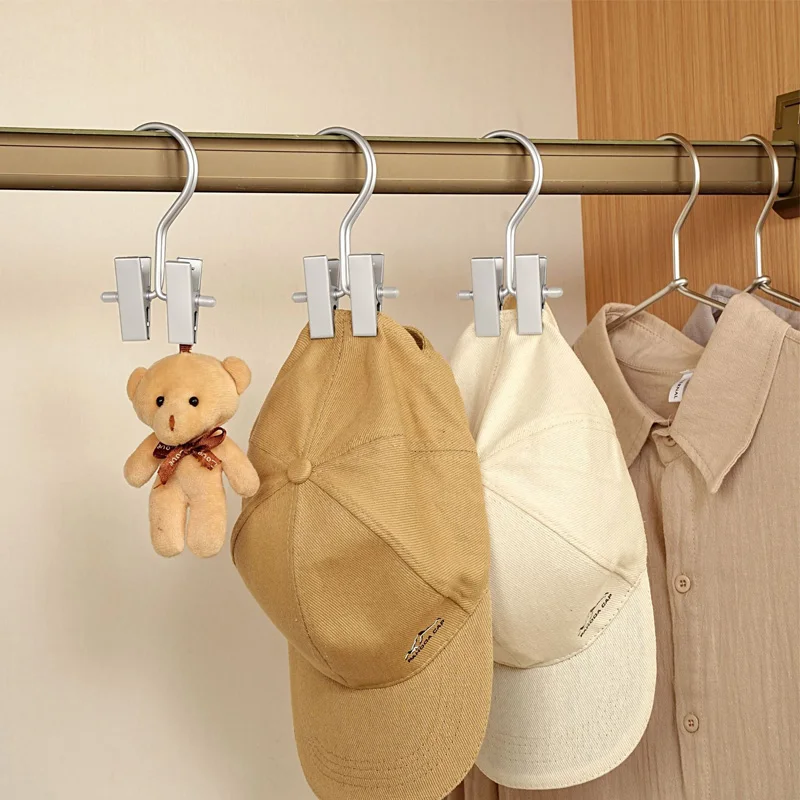 

1/2/4pcs Hook Clips Aluminum Alloy Hanging Clips for Pants Hats Underwear Storage Hanger Laundry Drying Rack Wardrobe Organizer