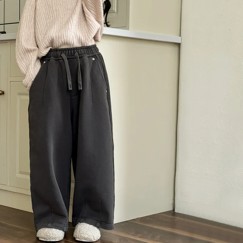 Winter 2024 Children's Wide Leg Loose Velvet Bent Knife Pants