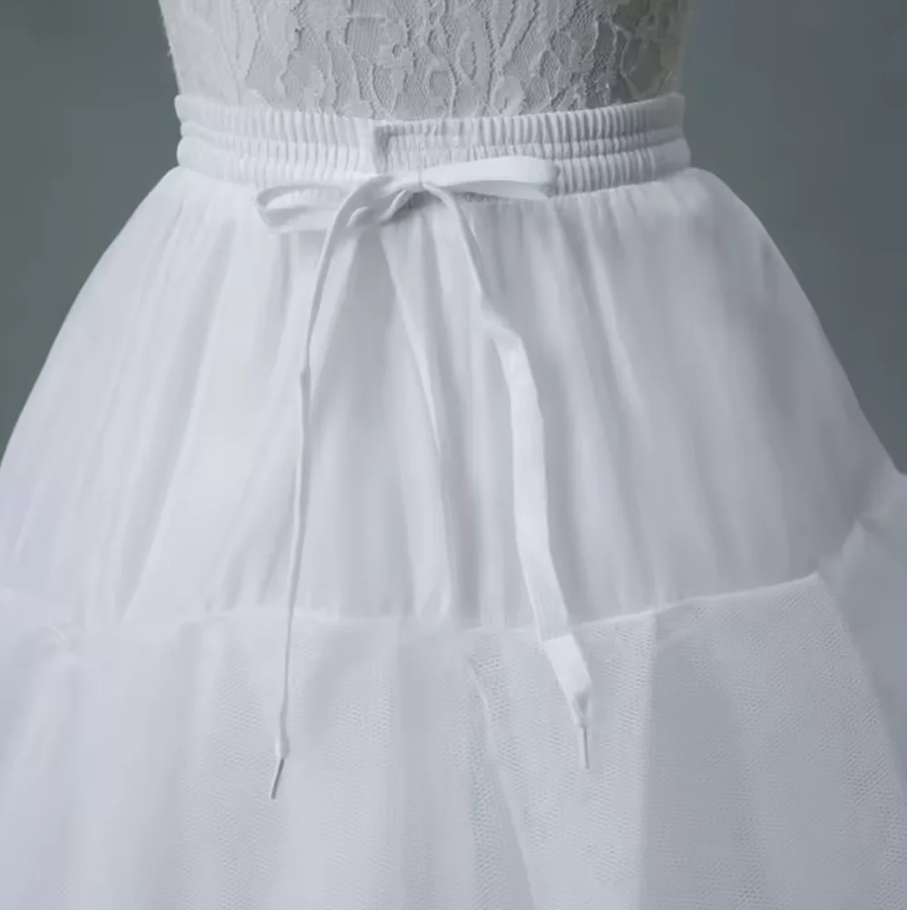 Aラインスタイルのウェディングドレス用ホワイトチュールペチコート4層フープなしブライダルウェディングアクセサリーロングペチコートアンダースカート