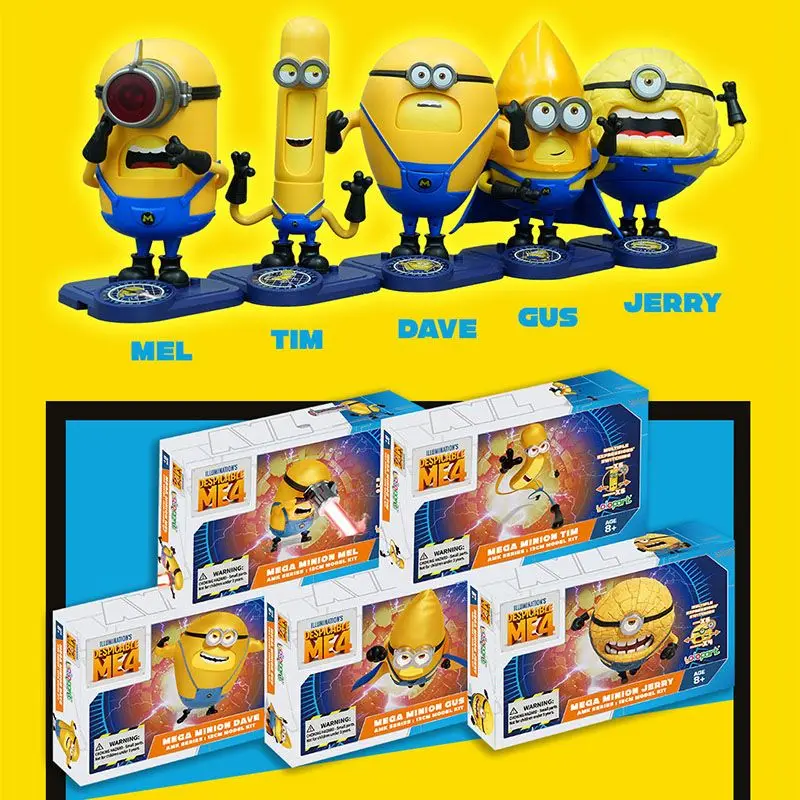

Genuine Cute Despicable Me 4 Character Peripherals Minions Assembly Model Toy Children'S Toys Desktop Ornaments Birthday Gift