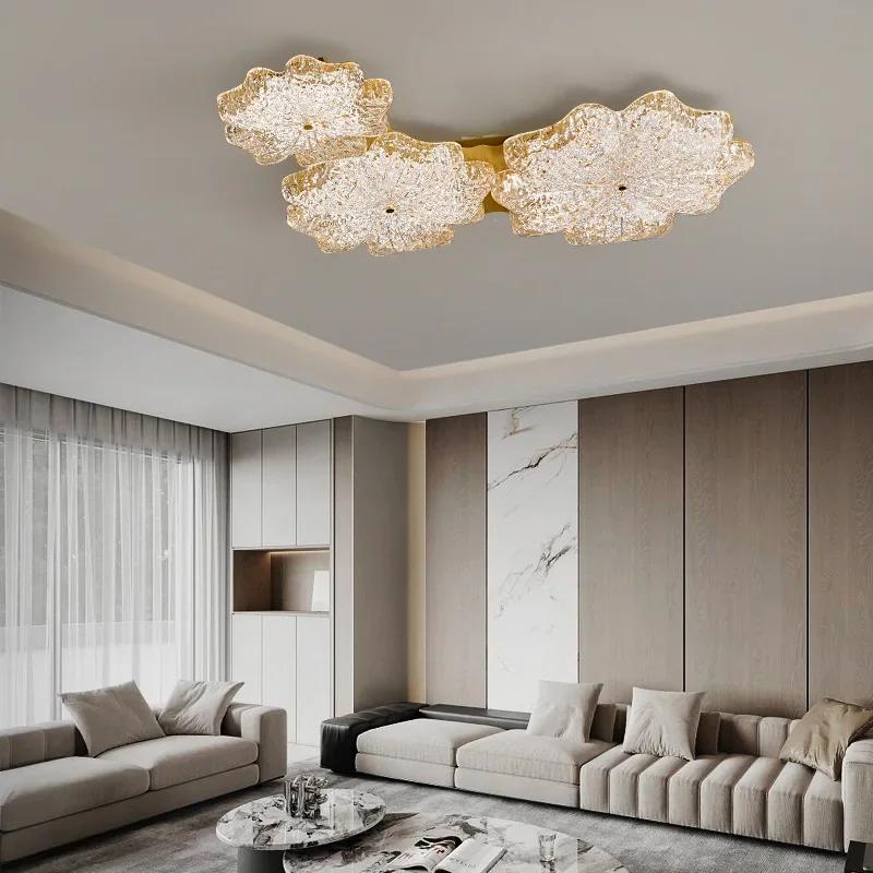 GHJUYIOL Italian Light Luxury Ceiling Bedroom Light New Transparent Gold Foil Ceiling Light High end Creative Resin Living Room