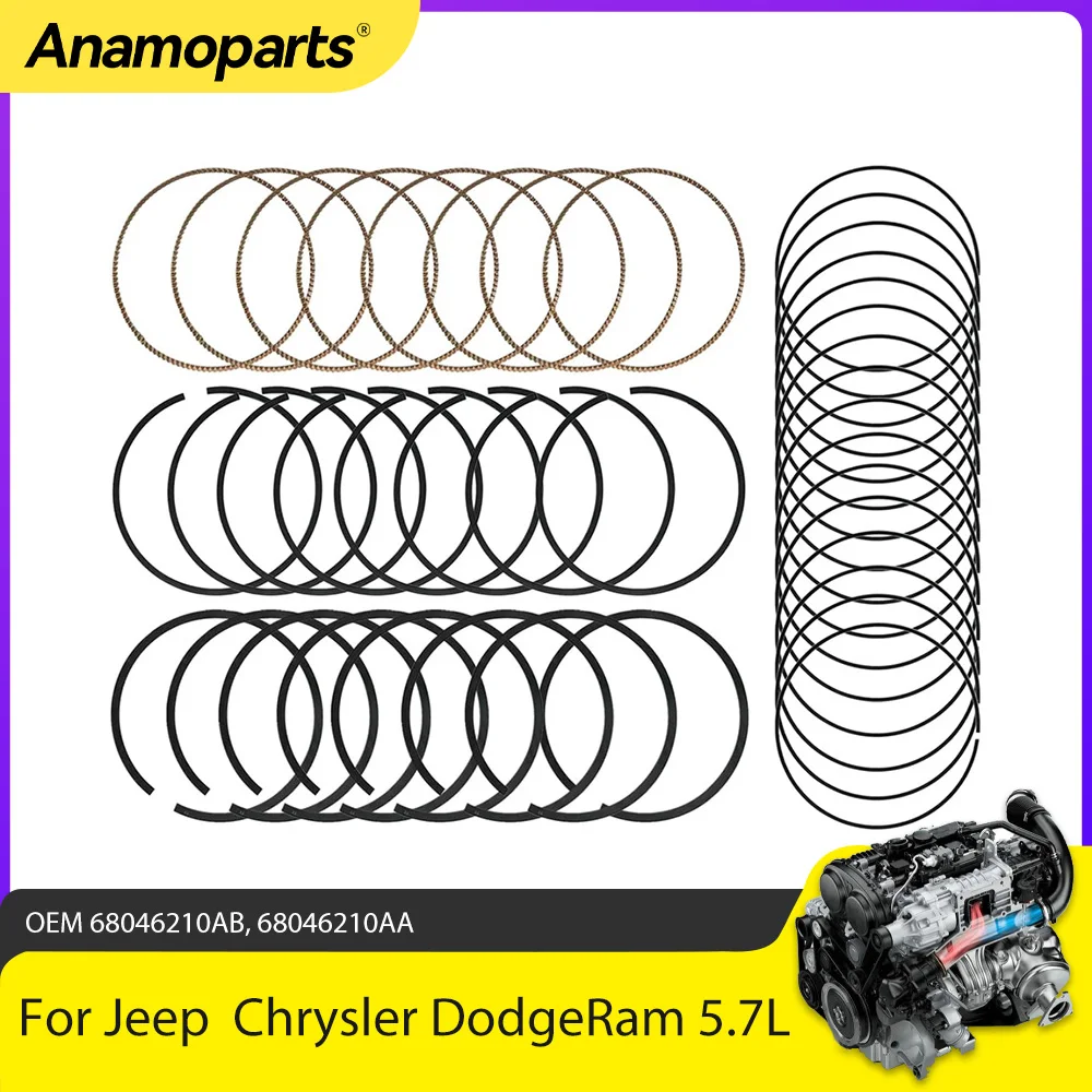 Peças de motor anéis de pistão tamanho padrão conjunto de anéis de pistão caber 5.7 l v8 gás para 09-16 chrysler aspen dodge 1500 2500 jeep ram 5.7l