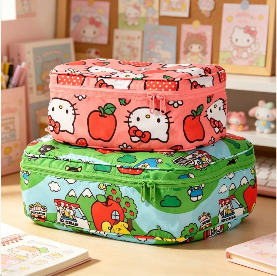 

Набор из 2 новых японских винтажных сумок Hello Kitty для путешествий и хранения, модный корейский органайзер для одежды с мультяшным котом, подарочный набор для отпуска