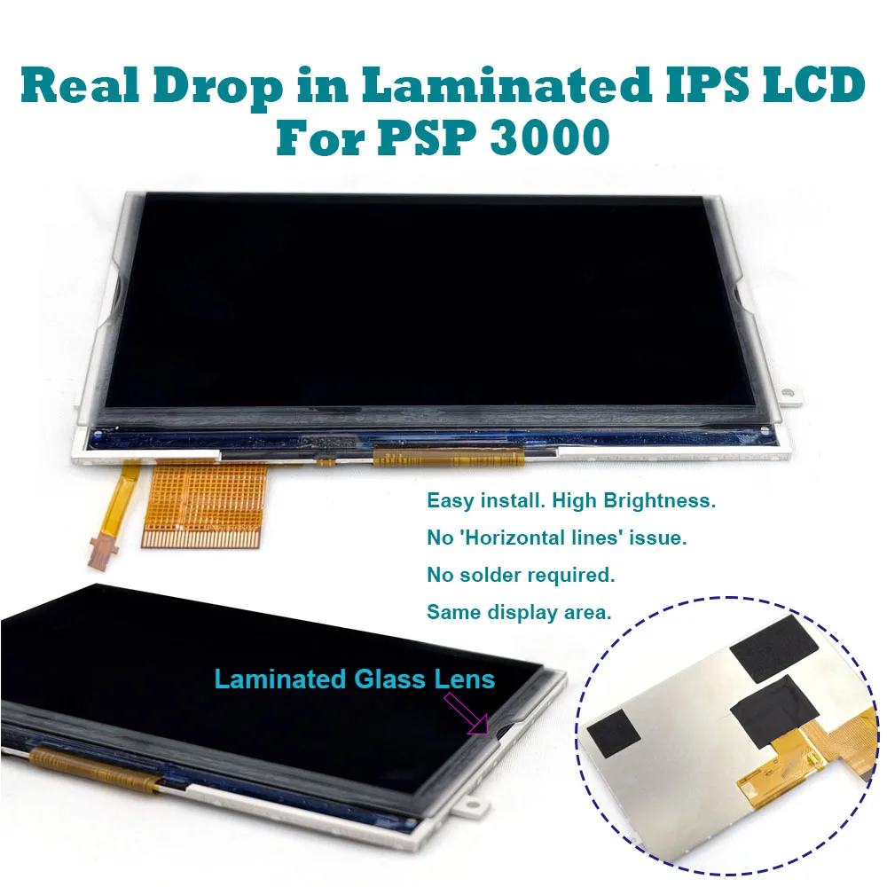 

Новейший ламинированный IPS LCD-экран 2026 года с высокой яркостью и подсветкой для PSP 3000, не требует пайки