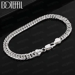 DOTEFFIL 6MM Geometric Chain Bracelets Fashion Original Brand 925 Sterling Silver Man for Women Party Wedding Jewelry