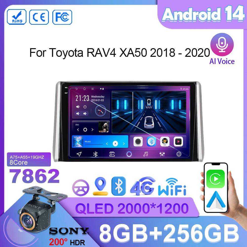 

Car Android14 For Toyota RAV4 XA50 2018 - 2020 Auto Radio Stereo Multimedia Player GPS Navigation High-performance CPU HDR QLED