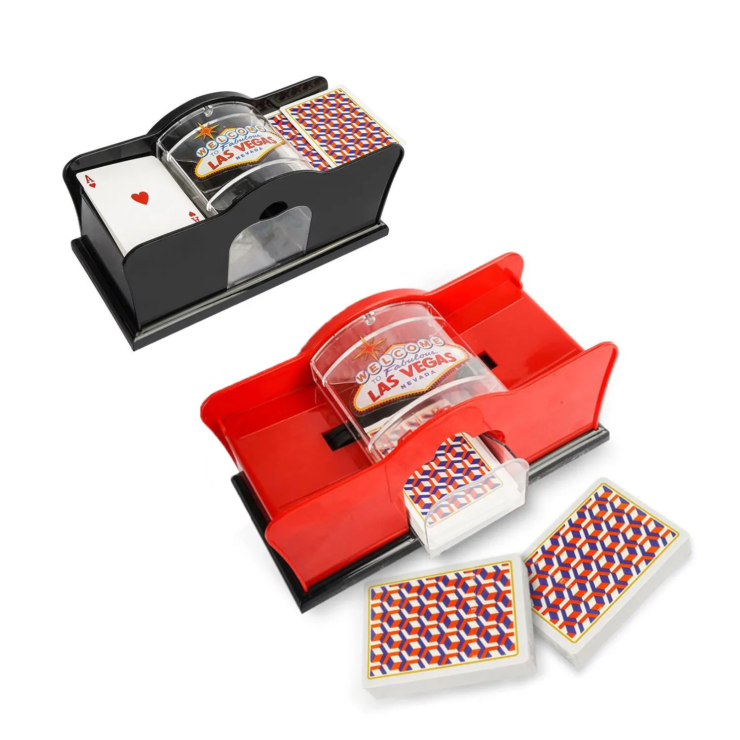 

Красно-черная ручная машина для тасования, машина для тасования покера, ручная машина для тасования карт — дилер для игральных карт Texas Hold'em Blackjack