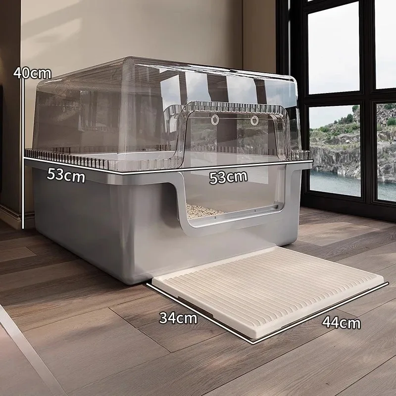 Extra Large Jumbo Cat Litter Box Spacious Open Cat Toilet High Walls Low Tracking Coating Durable Plastic Dla Kota Products