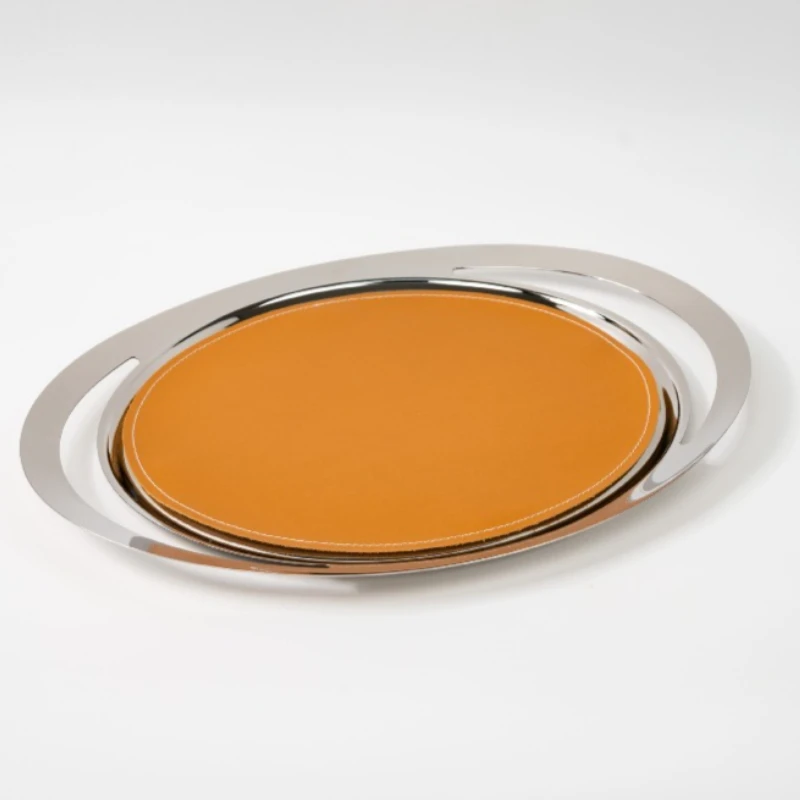 

Luxury Stainless Steel Tray Circular Arc Fruit Plate Dessert Storage Trays Modern Home Decorative Trays Kitchen Organization