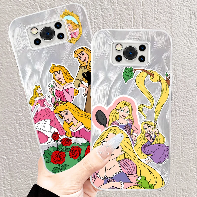

Disney Princess Cartoon For Xiaomi Poco C65 M6 M3 X6 X5 X3 Redmi 13C 12 12C 10C 10 9T 9A 9 Pro 5G Feather Yarn Cover Phone Case