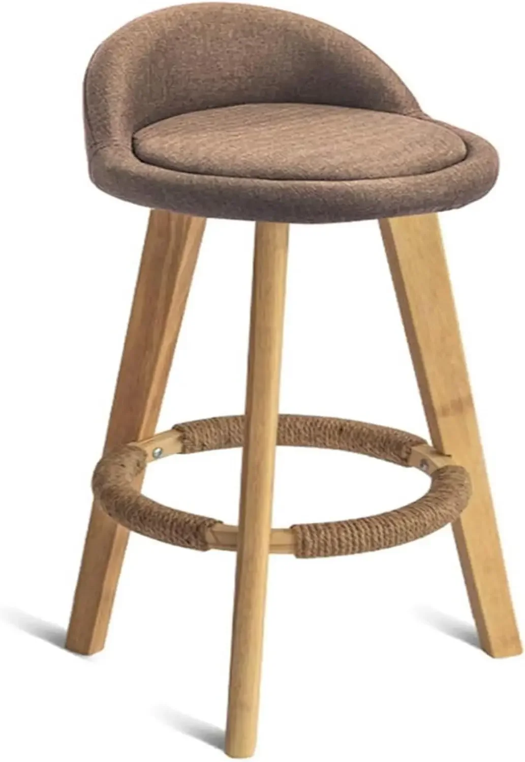 Barstools Bar Stools Soft Linen Seat Bar Chairs Hemp Rope Footrest Solid Wood Legs Low Backrest for Kitchen Pub Café Bistro/27.6