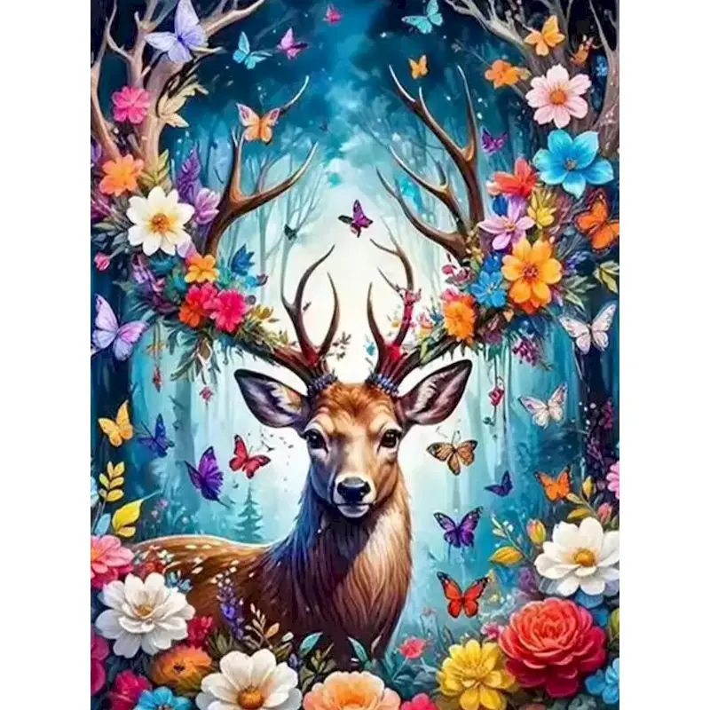 

GATYZTORY Paint By Number Sika Deer Animals Drawing On Canvas HandPainted Art Gift DIY Pictures By Number Flower Kits Home Decor