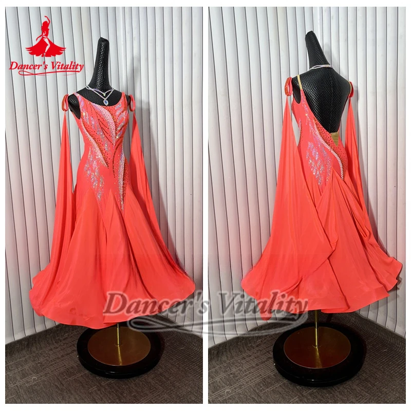 الكبار الفالس التانغو بلا أكمام عارية الذراعين أداء ملفوفة الوركين فساتين سوينغ كبيرة تخصيص حيوية قاعة الرقص الملابس