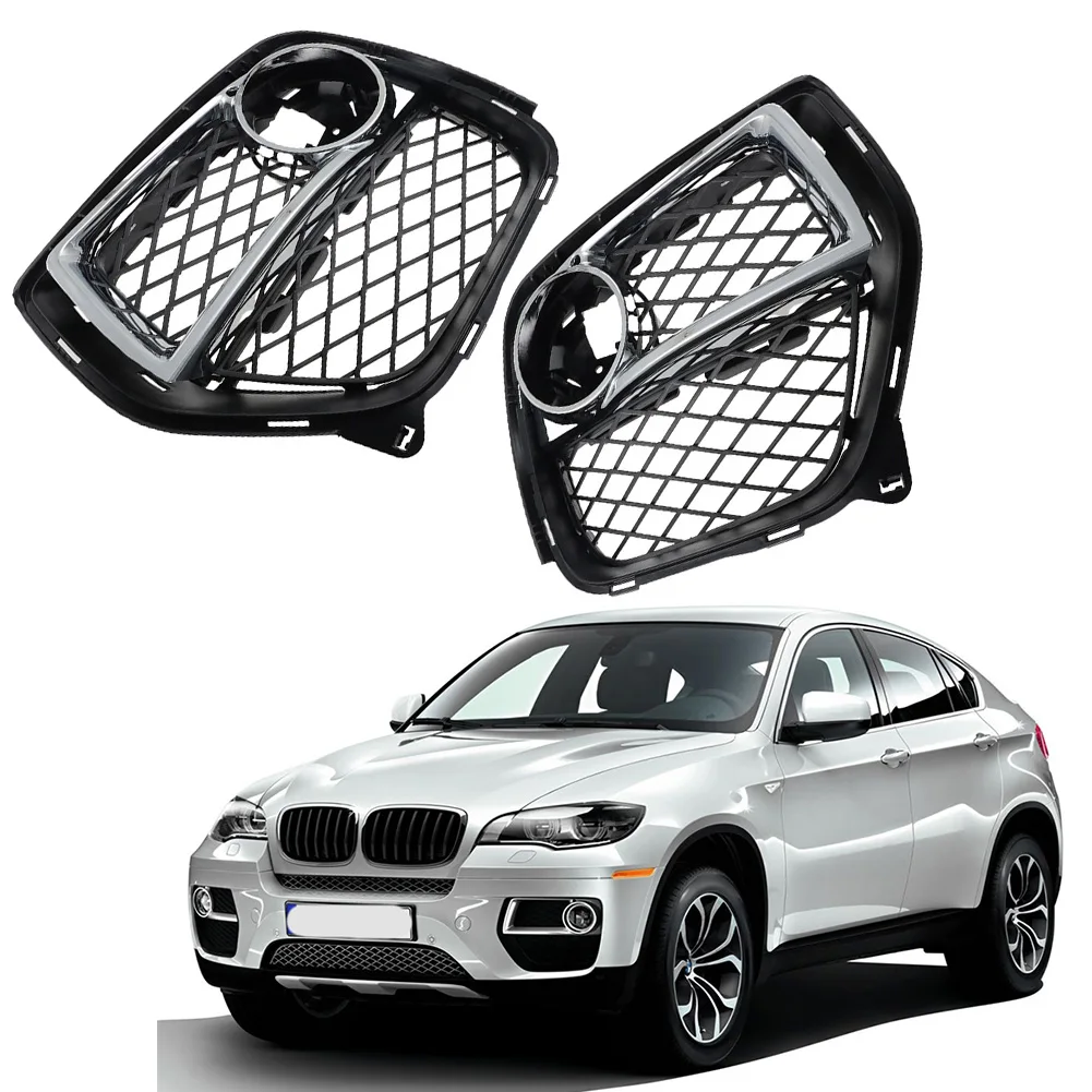 Front Bumper Fog Light Open Vent Grille Cover For BMW X6 E71 2012-2014 Fog Light Trim Frame Panel Cover Car Exterior Parts