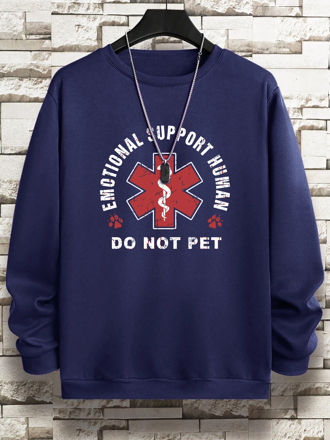 Emotional Support Human Do Not Pet Man Sweatshirts Autumn Fleece Pulloversimple Big Size Soft Hoodie Street fur-liner Streetwear