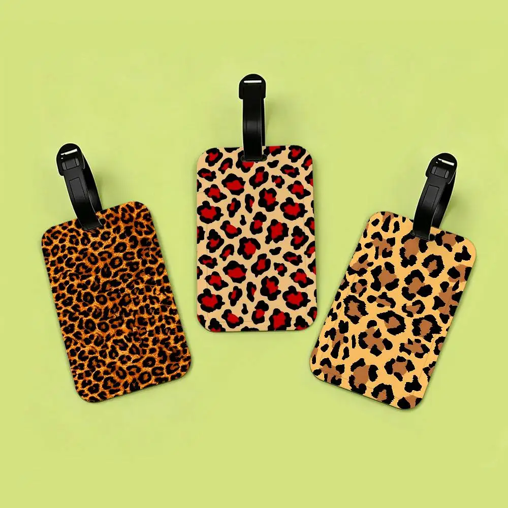 Leopard Pattern PVC Waterproof Luggage Tag Anti lost Information Card Cover For Student Bag Travel Suitcase