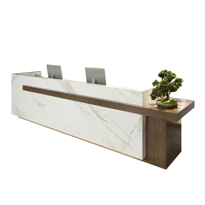 

Office Furniture Reception Table Marble Surface Salon Reception Desk Wooden Clothes Store Cash Register Checkout Counters