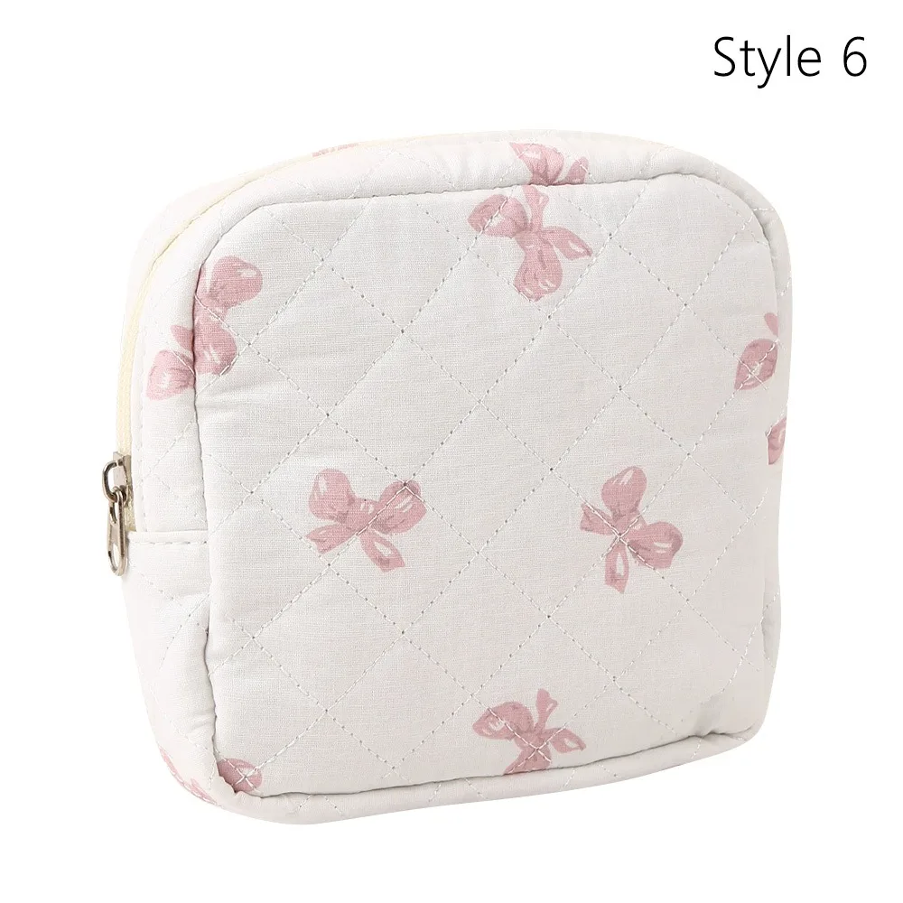 

Flower Cartoon Design Sanitary Napkins Bag Zipper Closure Compact & Portable Storage Pouch Multipurpose Mini Cosmetic Bag