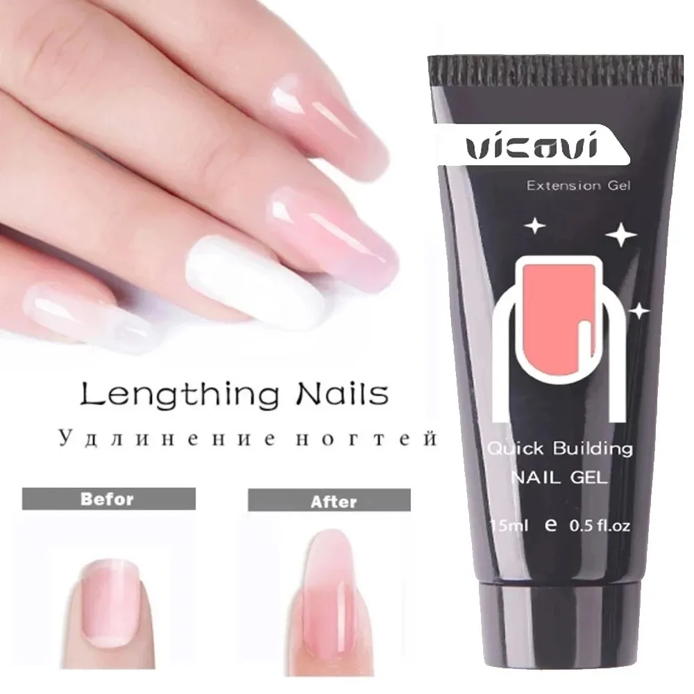 15ml Nail Extension Poly Acrylic Gel Quick Building UV LED Polymer Acrylic Gel 0.5fl.oz Pink Nude Manicure Prolong Poly Nail Gel