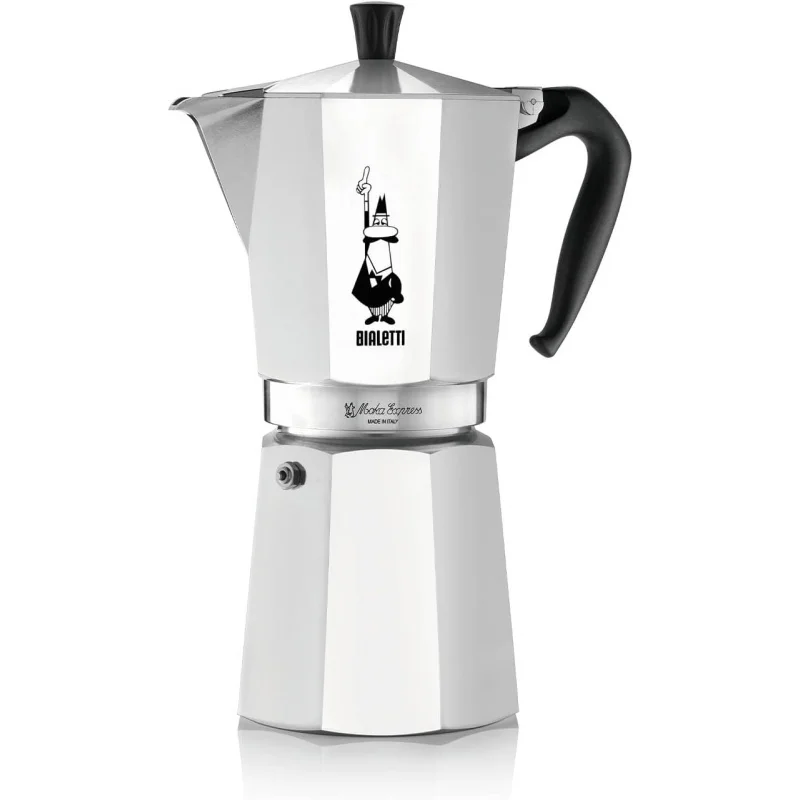 Moka Express: Iconic Stovetop Espresso Maker, Makes Real Italian Coffee, Moka Pot 12 Cups (22 Oz - 670 Ml), Aluminium, Silver