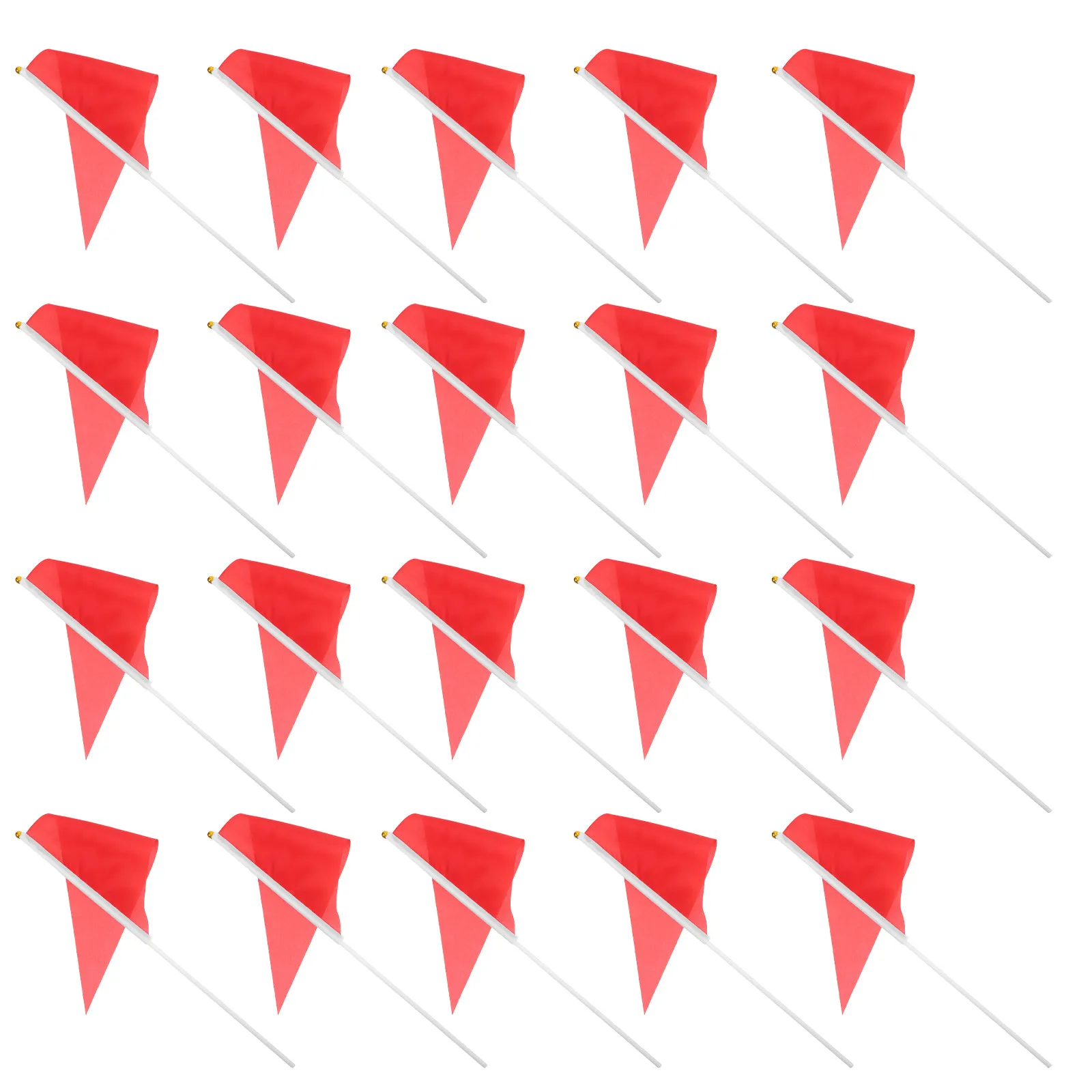 25Pcs Red Triangle Small Handheld Flags on Sticks Cheer Flags for Sports Parades DIY Graffiti Projects Flag on A Stick