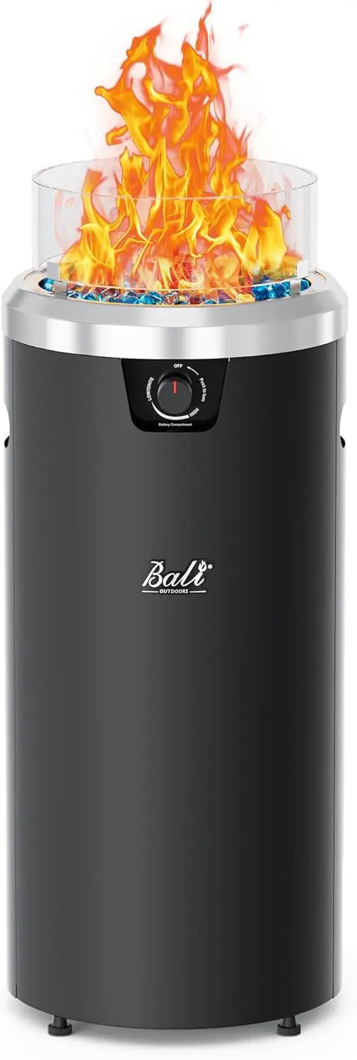 

Propane Fire Pit Black, Column Outdoor Fire Pit Round, Outdoor Firepits for Outside Garden, Patio