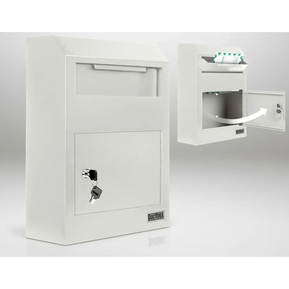

Heavy Duty Steel Wall Mount Drop Box for Mail, Cash, Keys - Secure Locking Mailbox for Home & Office