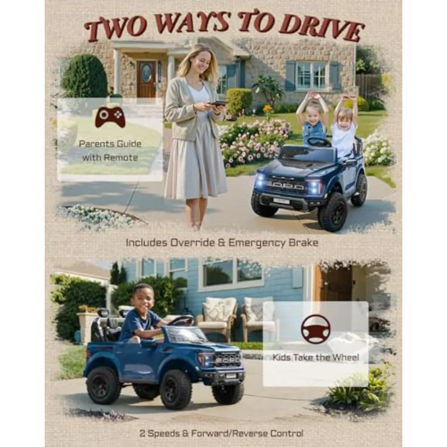 Auto da giro per bambini Raptor a 2 posti con licenza, giocattoli da 24 Volt per ragazzi con telecomando, auto elettrica per bambini con luci a LED, B