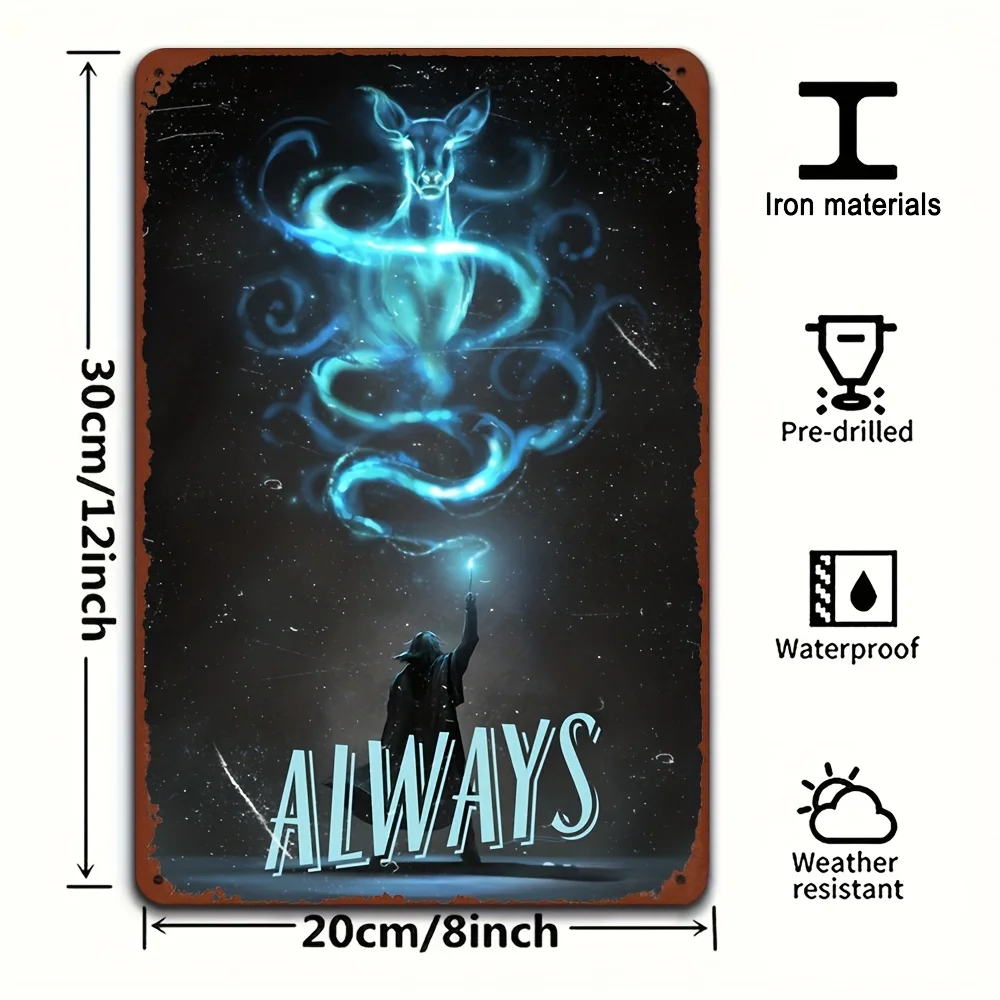 Letrero artístico de pared de hierro de Warner Bros Harry Potter, diseño de inspiración vintage de Metal duradero con símbolos mágicos, fácil montaje, 1 ud.