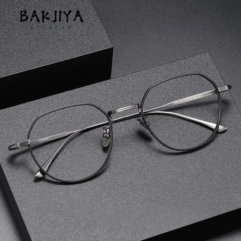 

Japanese Brand Designer Retro Pure Titanium Eyeglasses Frame Men High-end Trend Oval Polygonal Large Frame Glasses Gafas GMS846