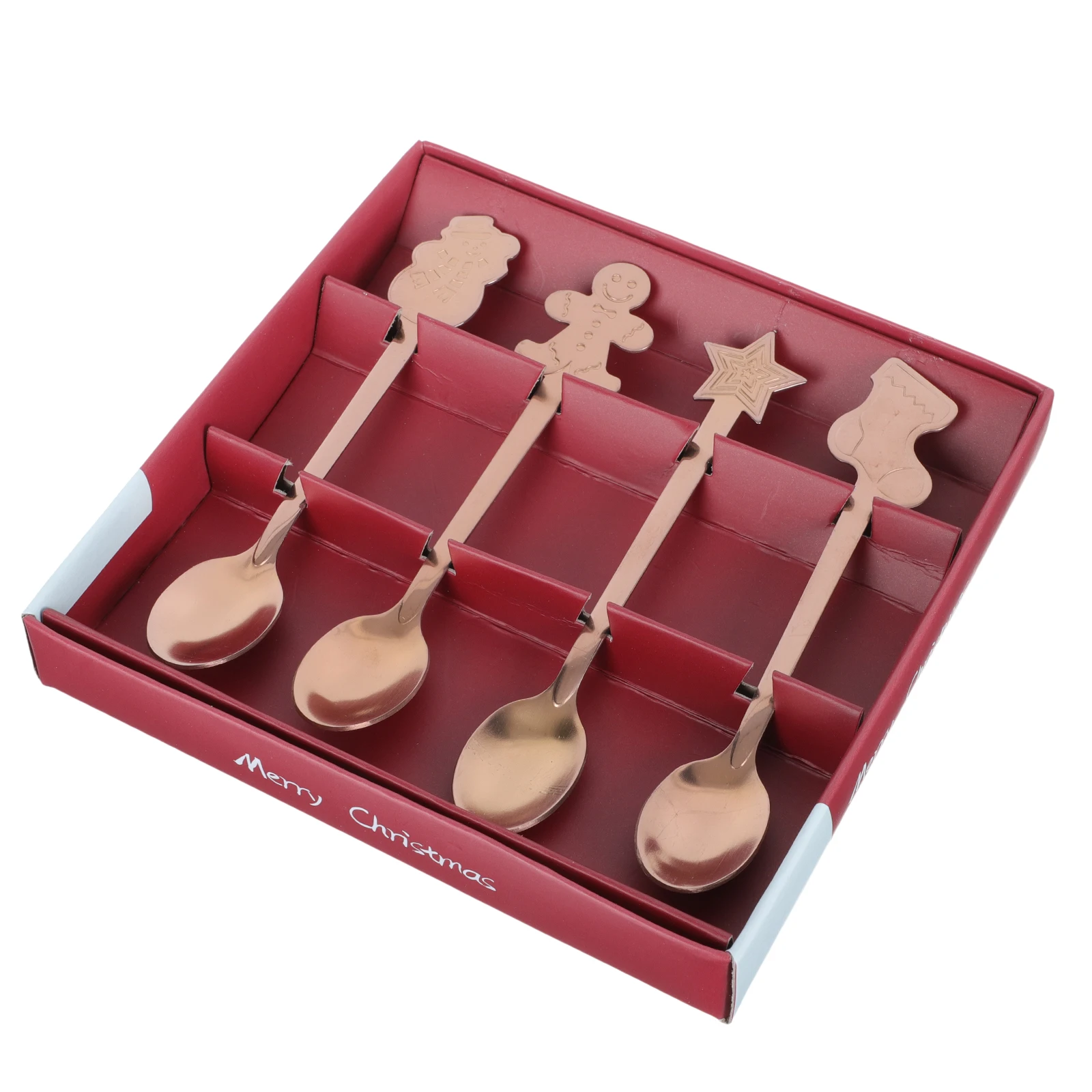 

Stainless Steel Spoon Set Xmas Elements Coffee Ice Cream Dessert Spoons Lightweight Easy Clean Home Restaurant Kitchen Bar Use