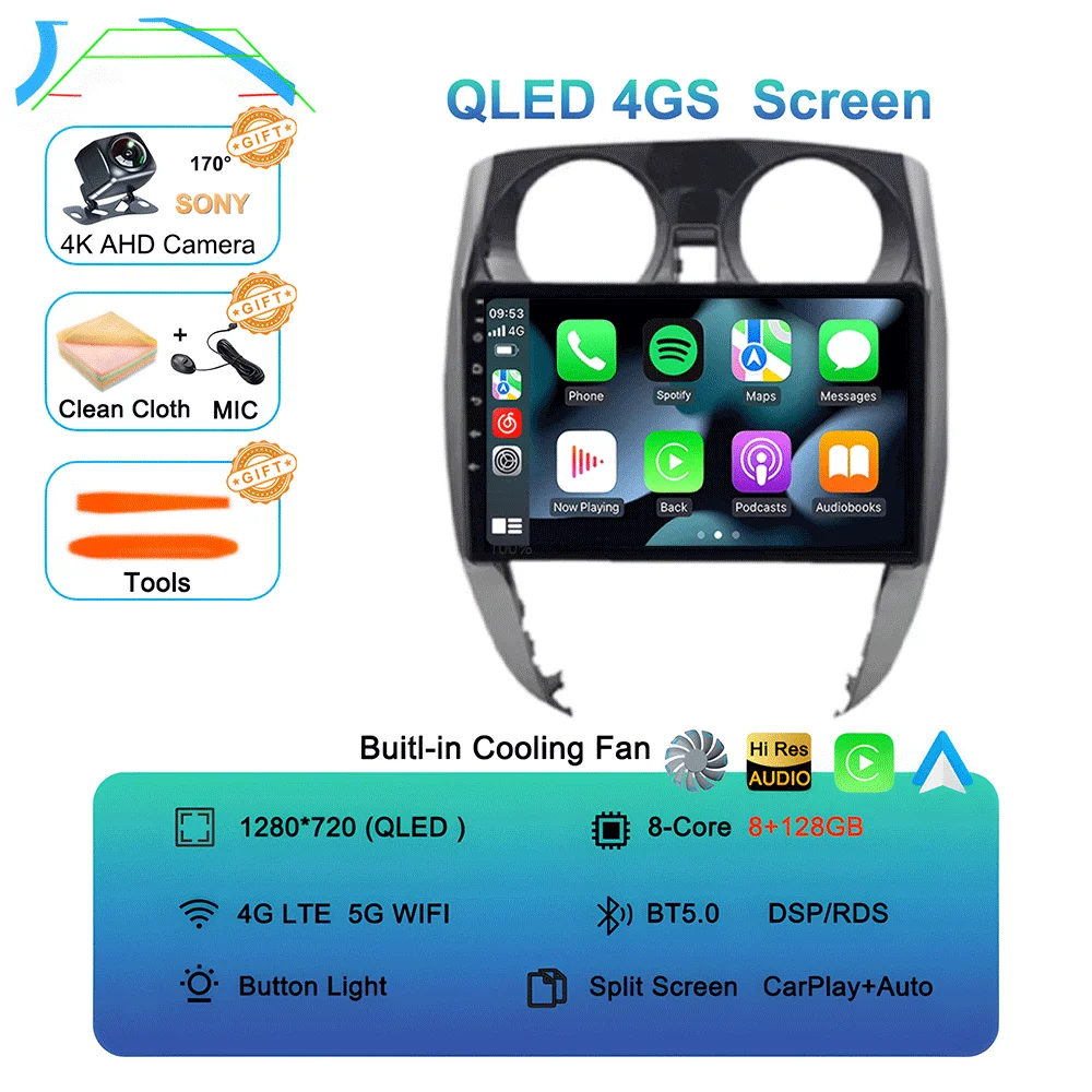 Android 16 Auto voor Nissan Note 2 E12 2012 - 2021 autoradio 2 Din stereo multimediaspeler GPS navigatie Carplay WIFI+4G