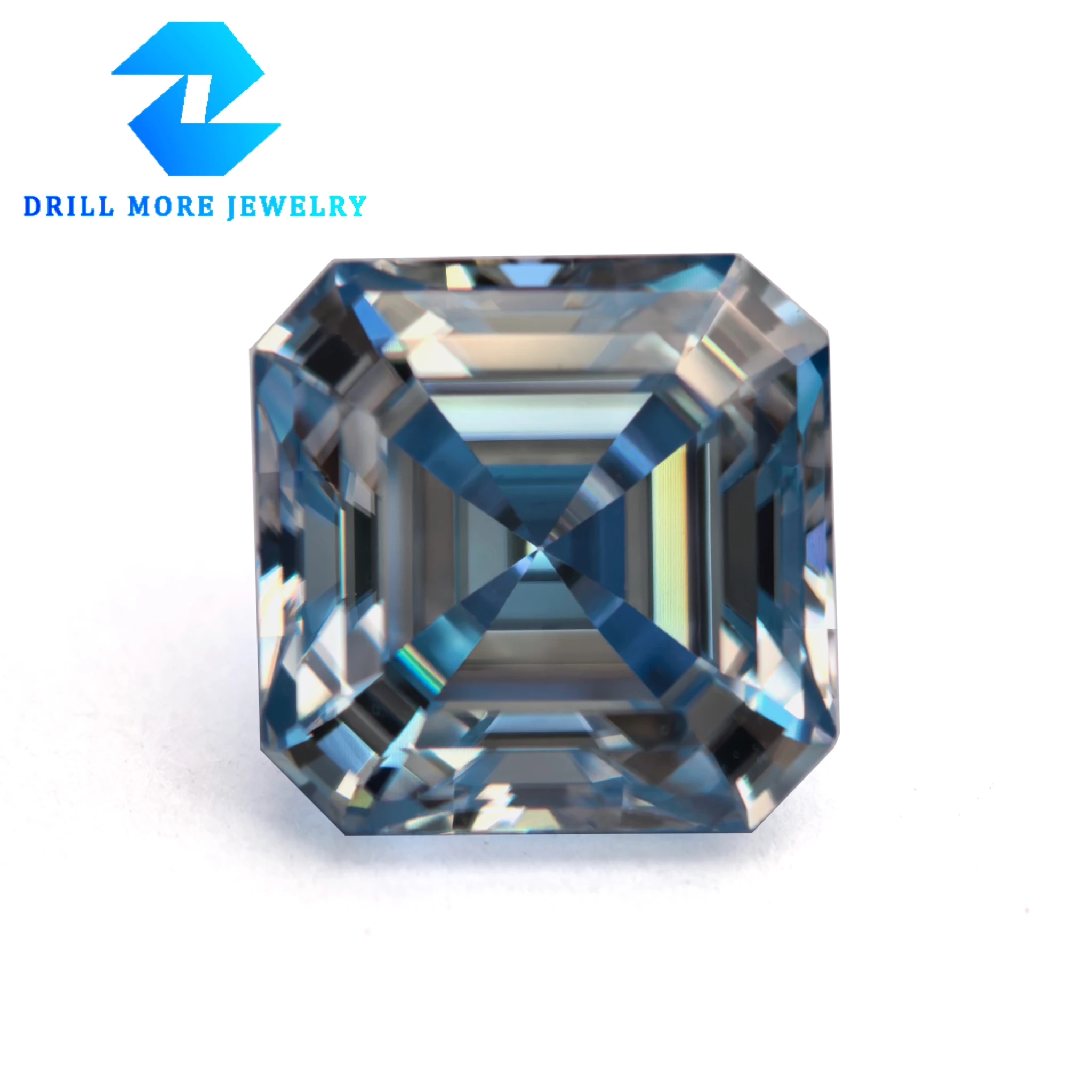 

Ice Blue Moissanite Loose Stone Asscher Cut 0.5-3.0ct VVS1 Passed Diamond Tester with GRA Report for Jewelry Making