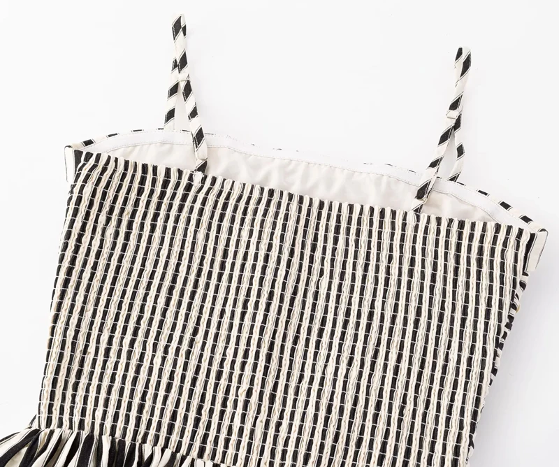 Abito Cami Midaxi da donna con dettagli arricciati e orlo intero con tasche laterali a righe sbiancate