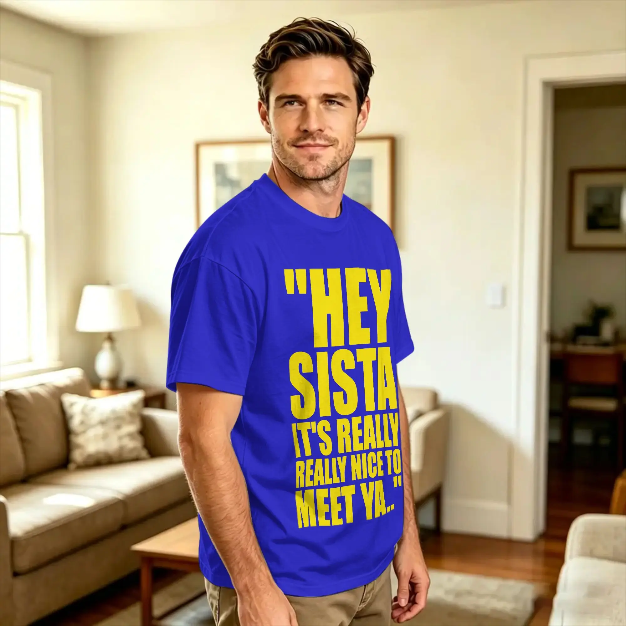 Vintage T Shirt Hey Sista It's Really Really Nice to Meet ya Retro Quote 100% Cotton T-Shirts  Hipster Tshirt Short Sleeve Tees,