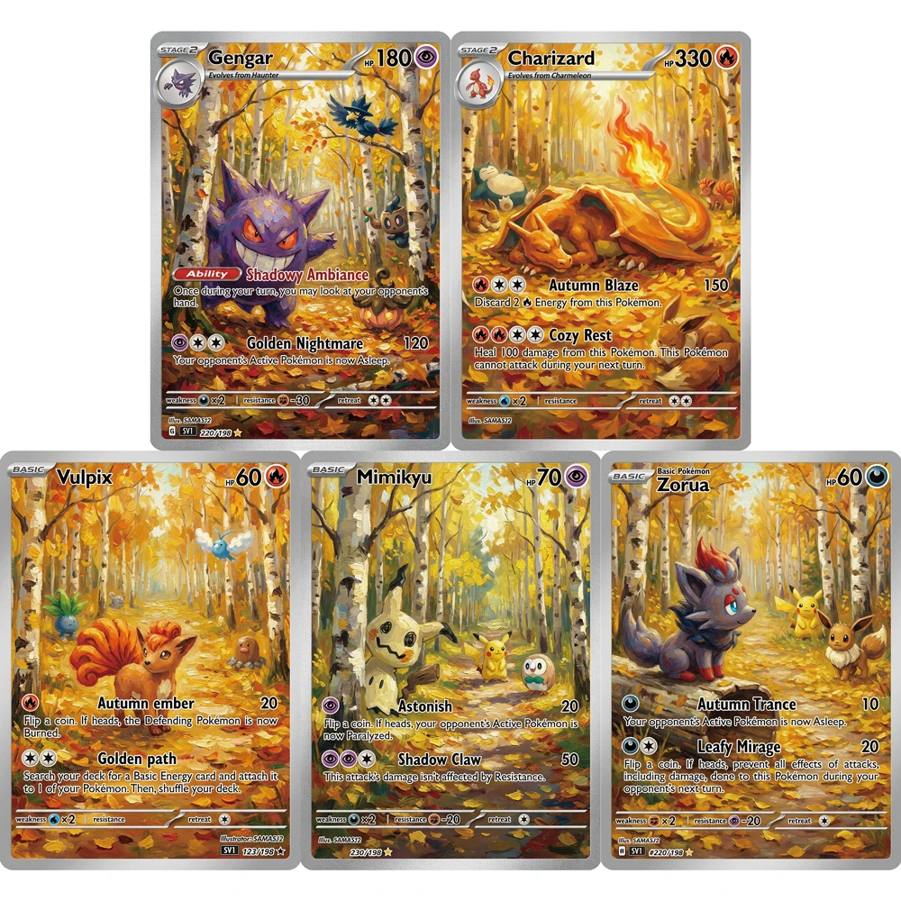 ポケモンカード ポケモンインフォ autumn Pokemon PTCG Cards Gengar Charizard Vulpix Mimikyu Zorua Autumn